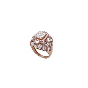 Mother of Pearl Pink Shade Diamond Cocktail Ring