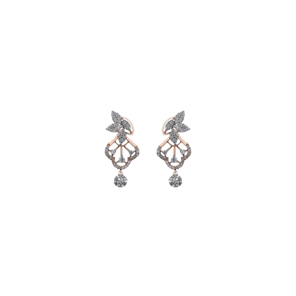 Ethinic Leaf Diamond Drop Earrings