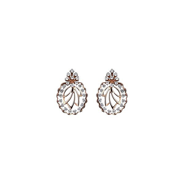 Glazing Feather Diamond Stud Earrings