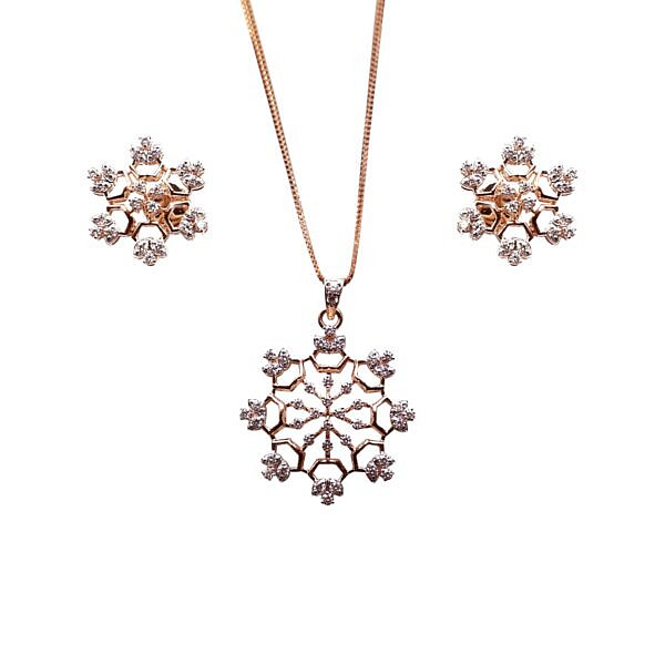 Twinkling Floral Diamond Pendant Set